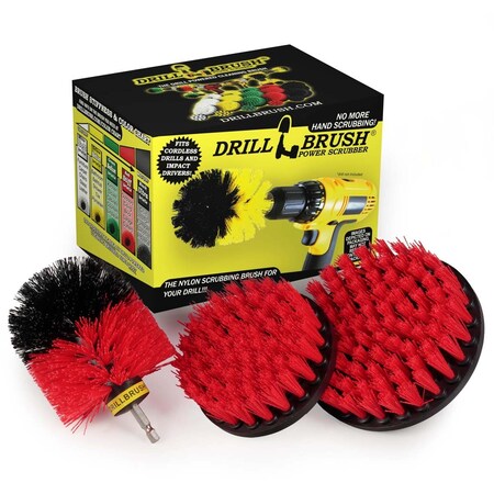 Drill Brush Power Scrubber By Useful Products 7 in W 5 in L Brush, Red R-S-54O-QC-DB